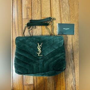 Saint Laurent YSL Small Loulou Matelassé Suede Shoulder Bag - Field